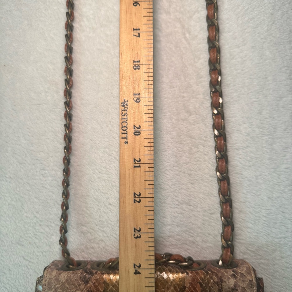 Stuart Weitzman Python Snakeskin Mini Crossbody Shoulder Bag with Chain Strap - Picture 10 of 12